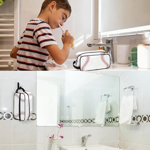 Bardic Kids Travel Toiletry Bag for boys - Baseball Hanging Toiletry Bag Softball Texture Ball Kindle Dopp Kit Cosmetic Organizer Makeup Bag Shower Shaving Bag for Men Women Travel Essential