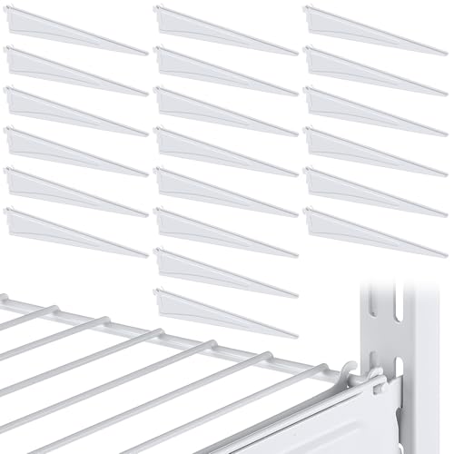 Wonderjune 20 Pcs White Adjustable Locking Shelf Brackets 16 Inch Heavy Duty Wire Shelving