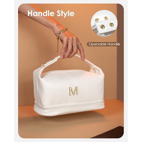 Easter Basket Stuffers-Birthday Gifts for Women, Personalized Makeup Bag with Handle, Gifts for Teen Girls Cosmetic Bag with Makeup Brush Organizer, Gifts for Friends Female Mom Graduation