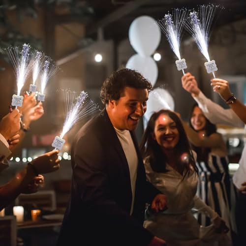 100 Pcs White LED Fiber Optic Sparklers for Weddings Birthday Party Supplies - 3 Light Modes - Variation of THIS listing