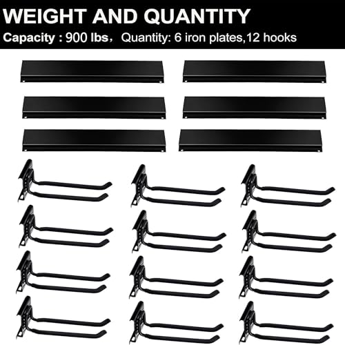 Garage Wall Mount Folding Chair Hangers with 12 Hooks and 6 Panels - Heavy Duty Steel Storage Organizer