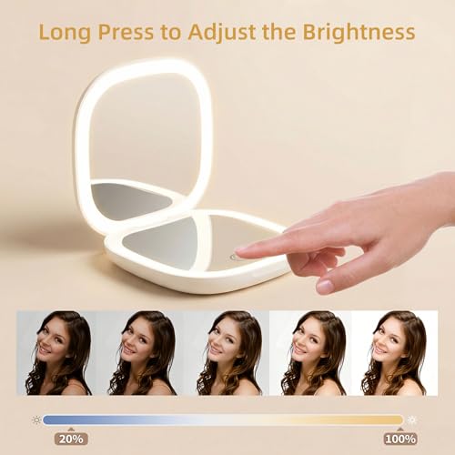 Rechargeable 4-Inch LED Travel Makeup Mirror with 10X Magnification and Dimmable Light
