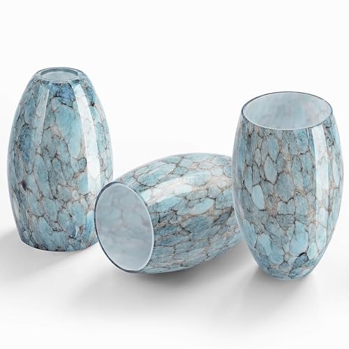 B&K Jasmine Blue Stone Crackle Glass Pendant Light Shade 7.64" - 3 Pack