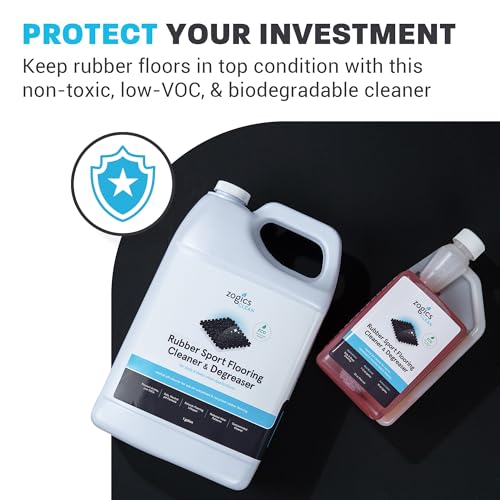 Heavy Duty Rubber Floor Cleaner & Degreaser - 4 Gallons - Protects Gym Surfaces