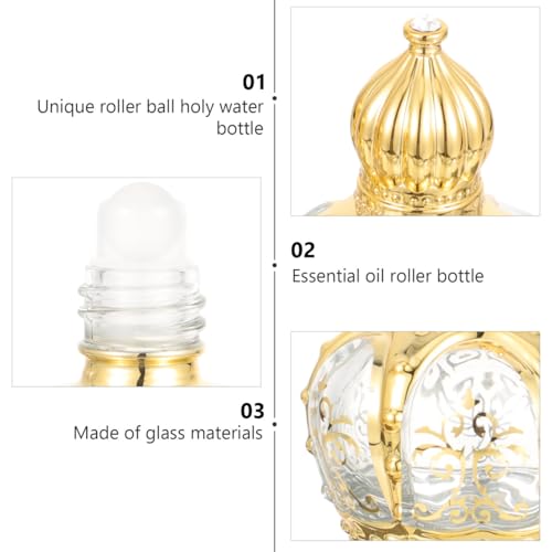 Housoutil 10 pcs Refillable Sample On Container,Vintage Perfume Bottles Middle Eastern Style Glass Roll on Bottles for Essential oils£¬10ml