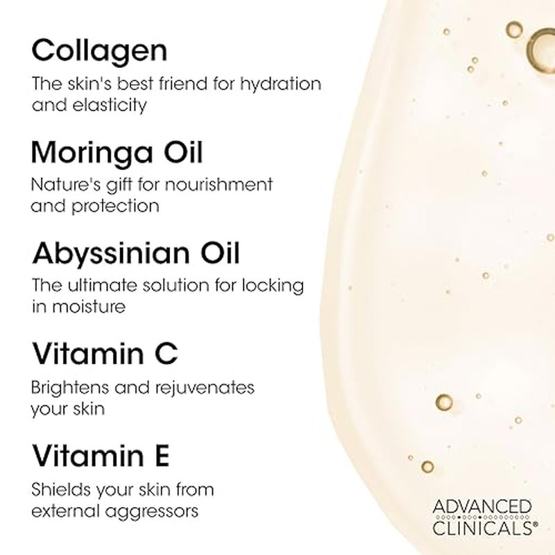 Advanced Clinicals Coconut Oil Moisturizing Cream + Collagen Lifting Body Oil Set