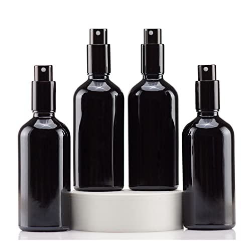 4oz Refillable Black Glass Spray Bottles with Fine Mist Spray - Variation of 100ml-4