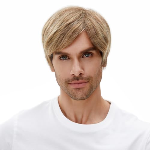 STfantasy Ombre Brown Men’s Wig 12in - Straight Layered Short Hair for Cosplay
