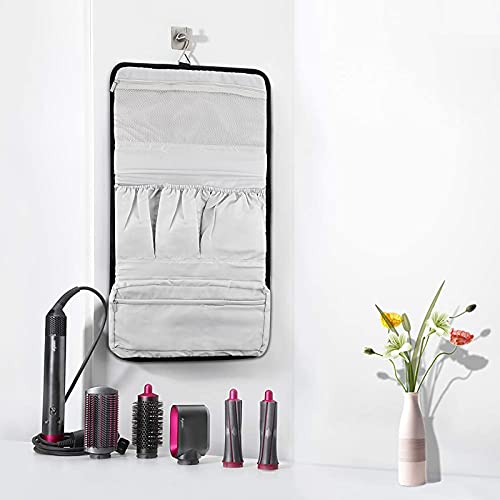 Linkidea Travel Carrying Protective Case Compatible with Dyson Airwrap Styler, Portable Hanging Curling Iron Storage Bag, Travel Bag with Hanging Hook (Black)