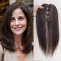 Hair Toppers for Women 14 Inch Real Human Hair Dark Brown with Reddish Undertone - 4x4.8 Inch Middle Part, Hand-Tied, Natural Scalp Line, Lightweight & Breathable - Variation: 4.0x4.8 Inches, 14 Inch, 4 Clips