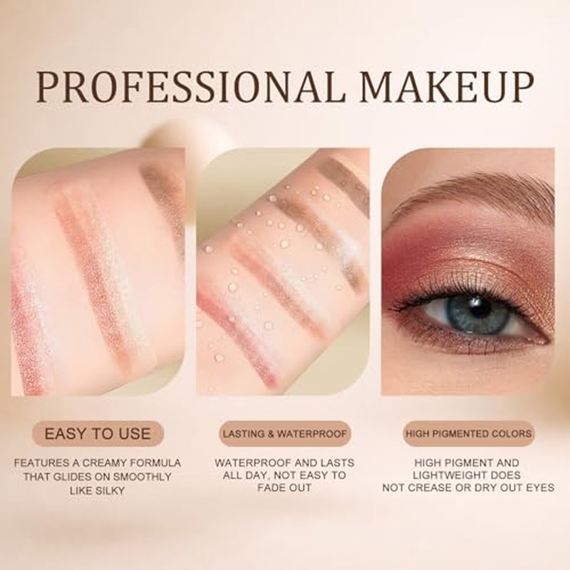 3 Colors Cream Eyeshadow Stick, Silky Smooth Long Lasting Waterproof Eye Shadow Makeup Stick, Easy Application Matte Finish Eyeshadow Pencil - 01 Matte Earth