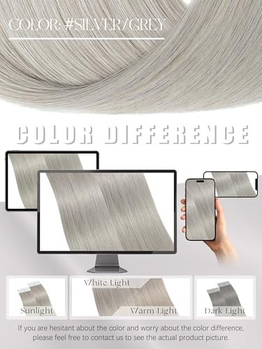 Grey Tape-In Hair Extensions - Human Hair, 16 Inch, 50g, 20 Pieces - Model of THIS listing