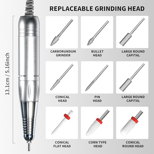 Professional Cordless Nail Drill Kits 45000RPM Electric Nail File for Acrylic Nails Removing and Polishing Gel Nails Lightweight and Easy to Use Ideal for Home and Salon Manicure Pedicure (White)