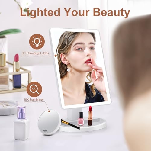 COSMIRROR Lighted Makeup Vanity Mirror with 72 LED Lights & 3 Color Modes - White