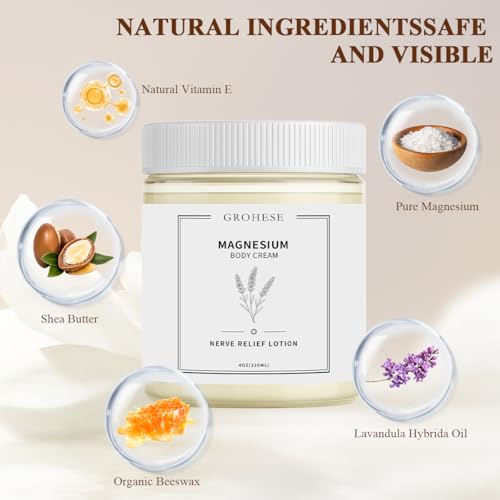 Neuropathy Cream ? Nerve Relief Magnesium Body Lotion with Natural Soothing Ingredients, Nighttime Magnesium Cream for Feet & Hands, Non-Greasy Formula, Relaxing Lavender Scent (1)