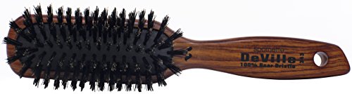 Spornette Deville Hair Brush #343 - Boar Bristle, Wooden Handle, Cushioned Smoothing Brush for Shine & Styling
