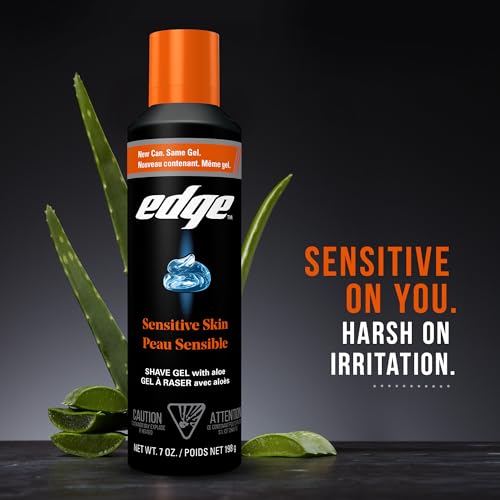 Edge Shaving Gel for Men, Sensitive Skin with Aloe, (6 Pack) - Shave Gel For Men That Moisturizes, Protects and Soothes To Help Reduce Skin Irritation