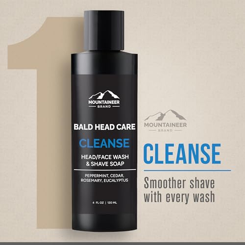 Bald Head & Face Moisturizer & Cleanser Set - Natural Hydrating Grooming for Men