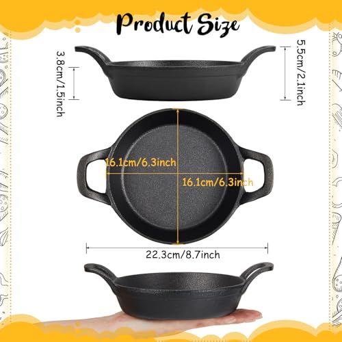 Mini Cast Iron Skillet Set - 10 Pack 6.3x6.3 Inch Small Frying Pans with Double Handles