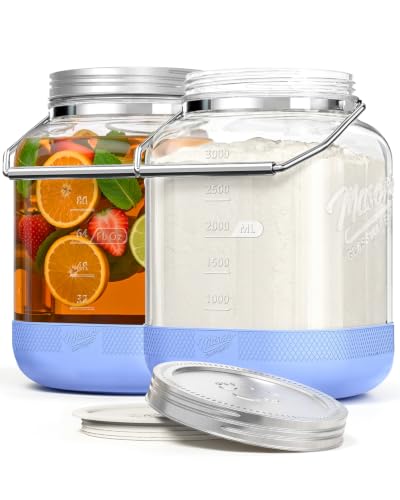 1 Gallon Glass Mason Jars with Airtight Lid & Wide Mouth - 2 Pack