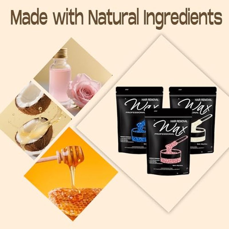 900g / 2lbs Wax Beads, Hard Wax Beads for Brazilian Bikini & Coarse/Stubborn Hair with 3 Go-To Scents,Wax Beads for Hair Removal At-Home Waxing on Bikini,Face, Legs,Body