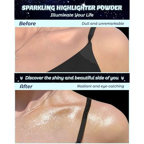 Glitter Air Cushion Highlighter Powder - 3D Contour & Brighten Face, Eyes, Body, Hair | Pearlescent Patting Powder Create a Shimmering Look | Easy-Use & Perfect for Daily & Special Occasions