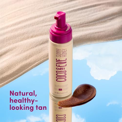 Coco & Eve Sunny Honey Bali Bronzing Self Tanner Mousse - (Medium) All Natural Sunless Tanning Mousse | Instant Self Tanning Lotion with Bronzer and Skin Moisturizer (6.7 fl oz)