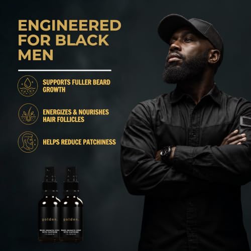 Golden Grooming Beard Growth Spray 1 Oz Pack of 2 - Natural Thickening & Strengthening