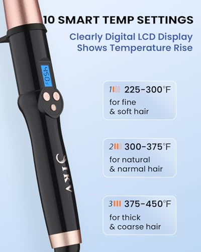Dual Voltage Tapered Curling Wand 0.75-1.25 Inch for Travel, Ceramic Hair Iron with Glove