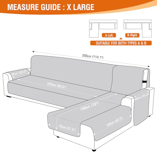 Dark Gray L Shaped Couch Cover - Waterproof Sectional Slipcover, Extra Large