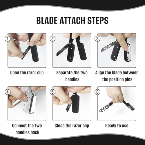 Straight Razors for Men, Professional Straight Single Edge Razor Kit, Stainless Steel Barber Razor with 100 Replacment Blades,Premium Barber Razor for Men's Shaving Salon