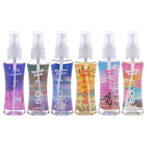So...? Escapes Body Mist Set for Women - 2 Pack, 6 Island Fragrances, 1.7oz