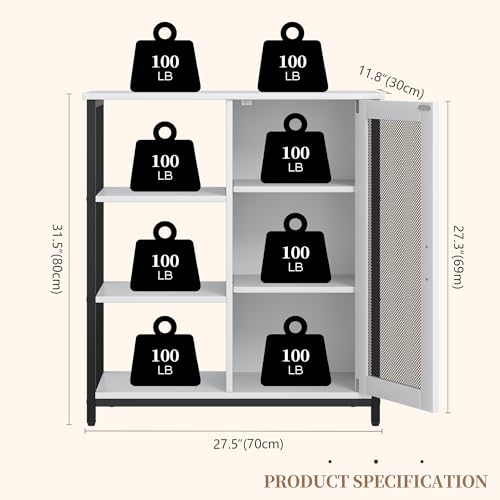 Pure White Coffee Bar Cabinet with Adjustable Shelves - 27.5" W