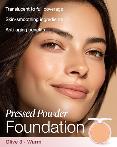 Mineral Fusion Pressed Powder Foundation Olive 3 - Natural Matte Finish, 0.32oz