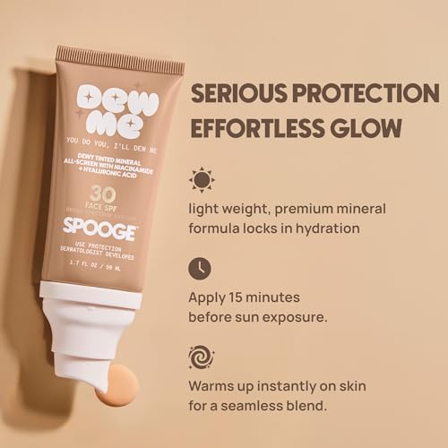 Mineral Sunscreen SPF 30 with Tinted Glow - Hydrating Zinc Sunblock, 1.7oz