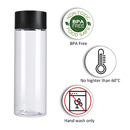 24 Pack 10 Oz Clear PET Plastic Juice Bottles with Black Lids – Food Grade, Reusable