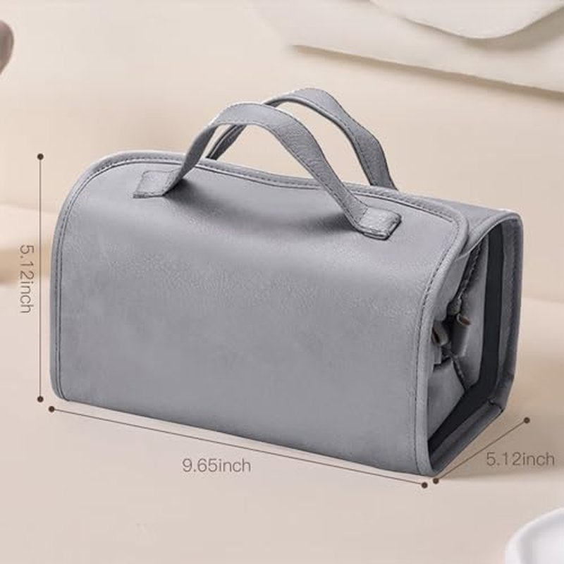 4 in 1Portable Makeup Bag with 4 Detachable Transparent Compartments - Waterproof Leather Foldable Large-Capacity Travel Cosmetic Organizer