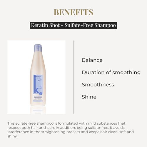 SALERM - Keratin Shot - Sulfate-Free Shampoo - 500 ml - Preparation and Maintenance for Keratin Straightening Treatment - Smooth and Shiny Hair