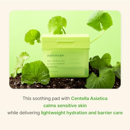 Korean Centella Cica Toner Pads - Hydrating Soothing Wipes for Sensitive Skin