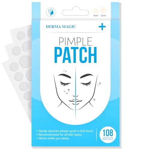 Pimple Patches for Face - Hydrocolloid Patches, Fast Healing, Ultra Thin Absorbing Cover, Skin Care, Spot Patches, Pimple Stickers, 2 Sizes (108 Count)