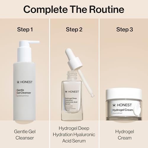 Honest Beauty Gentle Gel Everyday Face Cleanser + Moisturizing Hydrogel Cream Bundle | Vegan + Safe for Sensitve Skin | 5 fl oz, 1.7 fl oz