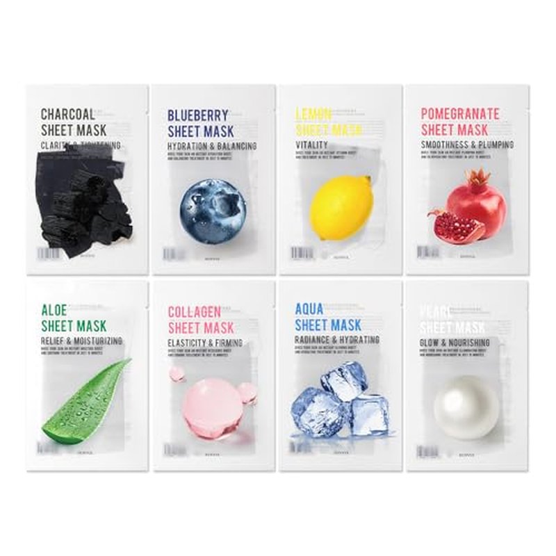 EUNYUL [PACK OF 16 Purity Facial Sheet Mask Pack 16 types Korean Skincare Hydrating & Nourishing & Natural Ingredients for All Skin Type
