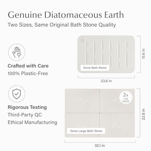 Dorai Stone Bath Mat Rain Sandstone 23.6"x15.4" - Non-Slip Fast-Drying Bathroom Floor Mat - 1 Pack