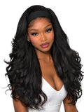 Lady Miranda Wavy Curly Headband Wig - Black, 26 Inch Layered Flip Curls