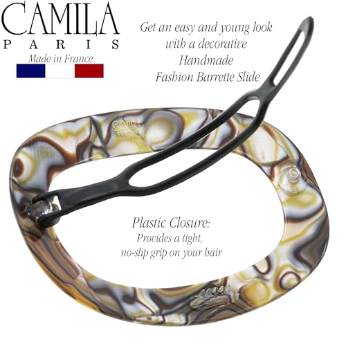 French Hair Barrette Clip Onyx 3x3 Inch Handcrafted Metal-Free Closure