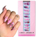 Good Girl Gothic Pink Nail Art Kit with 3D Cross & Heart Charms, Rhinestones, Press On Nails