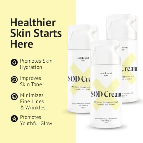 Superoxide Dismutase Anti-Aging Face Cream - 3.4 oz Moisturizer for Fine Lines & Wrinkles - All Skin Types, Paraben-Free, Youthful Glow