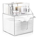 Disposable Facial Towels Storage Box Compatible with Clean Skin Club Clean Towel XL-Cotton Pads-Swabs Upgraded Double Layer Face Towel Holder Acrylic Storage Container Valentine's Day Gifts