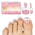 Extra Short Sharp Square Toe Nail Tips White French Tip Berry Pink Pedicure Kit - 16 Sizes