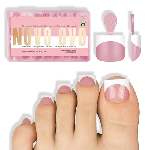 Extra Short Sharp Square Toe Nail Tips White French Tip Berry Pink Pedicure Kit - 16 Sizes